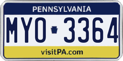 PA license plate MYO3364