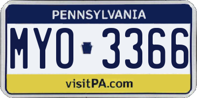 PA license plate MYO3366