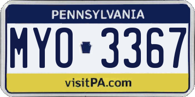 PA license plate MYO3367
