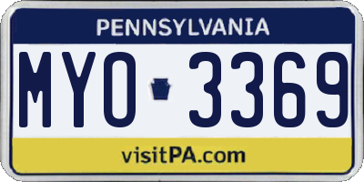 PA license plate MYO3369
