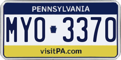 PA license plate MYO3370