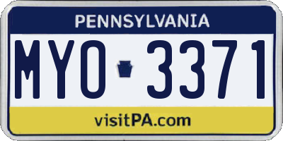 PA license plate MYO3371