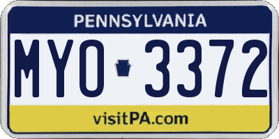 PA license plate MYO3372