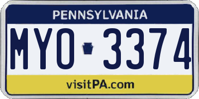 PA license plate MYO3374