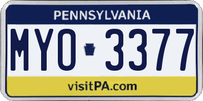 PA license plate MYO3377