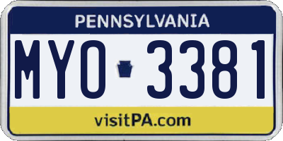 PA license plate MYO3381