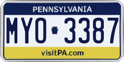 PA license plate MYO3387