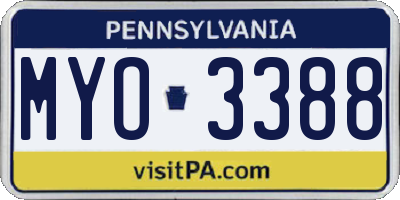 PA license plate MYO3388