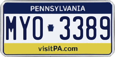 PA license plate MYO3389