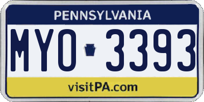 PA license plate MYO3393