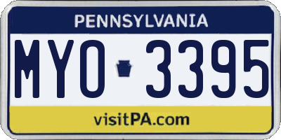 PA license plate MYO3395