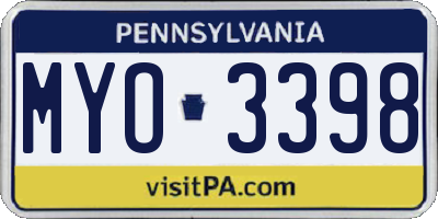 PA license plate MYO3398