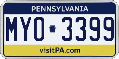PA license plate MYO3399