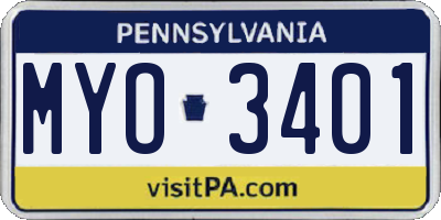 PA license plate MYO3401