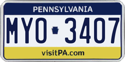 PA license plate MYO3407