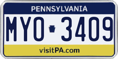 PA license plate MYO3409