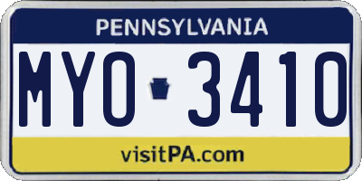 PA license plate MYO3410