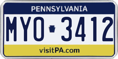 PA license plate MYO3412