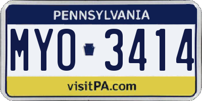 PA license plate MYO3414