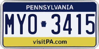 PA license plate MYO3415