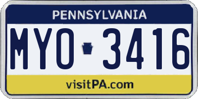 PA license plate MYO3416
