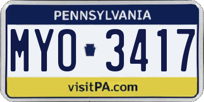 PA license plate MYO3417