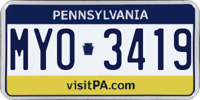 PA license plate MYO3419