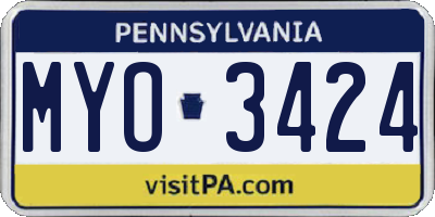 PA license plate MYO3424