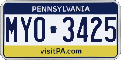 PA license plate MYO3425