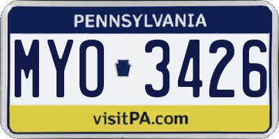 PA license plate MYO3426
