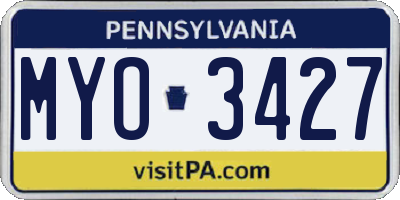 PA license plate MYO3427
