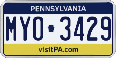 PA license plate MYO3429