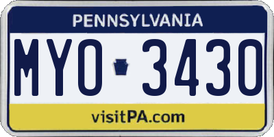 PA license plate MYO3430