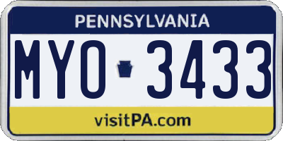 PA license plate MYO3433