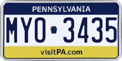 PA license plate MYO3435