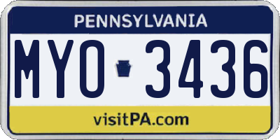 PA license plate MYO3436