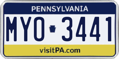 PA license plate MYO3441