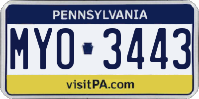 PA license plate MYO3443