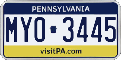 PA license plate MYO3445