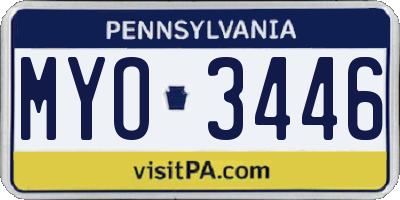 PA license plate MYO3446
