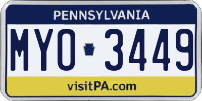 PA license plate MYO3449