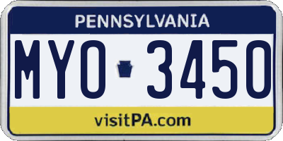 PA license plate MYO3450