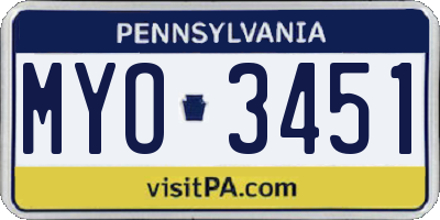 PA license plate MYO3451