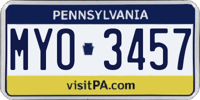 PA license plate MYO3457