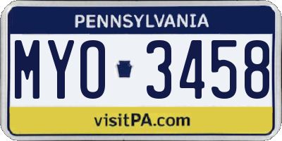 PA license plate MYO3458