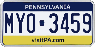 PA license plate MYO3459