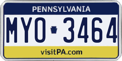 PA license plate MYO3464