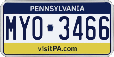 PA license plate MYO3466