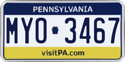 PA license plate MYO3467