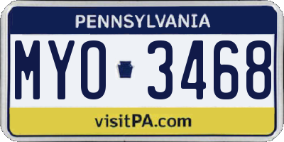 PA license plate MYO3468